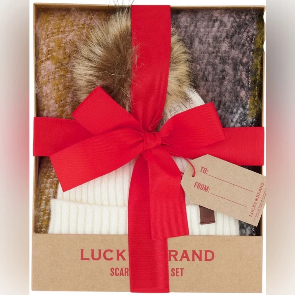 Lucky Brand Cream Beanie and Scarf Gift Set - Picture 1 of 6